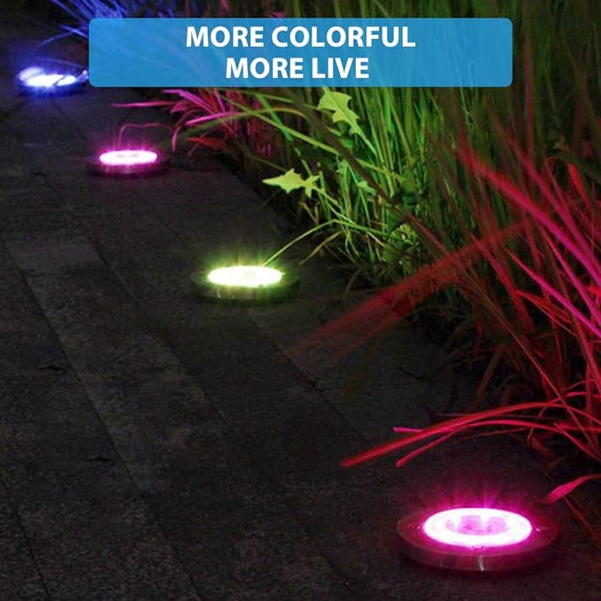 Biling Solar Ground Lights Outdoor with 12 LEDs, Multi-Color 8 Packs