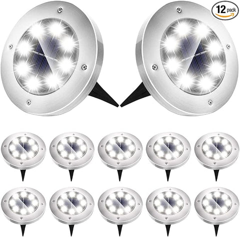 Biling Solar Lights for Outside, 12 Pack for Garden Yard Patio Pathway Lawn Driveway - White