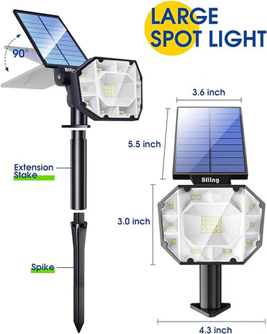 Biling 30 LEDs Solar Spot Lights Outdoor Warm 4pack