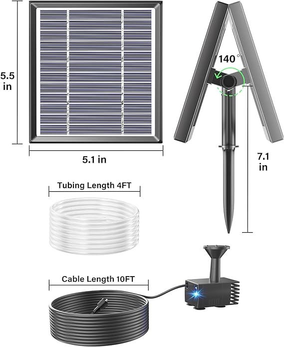Biling Solar Fountain for Bird Bath 2.5W