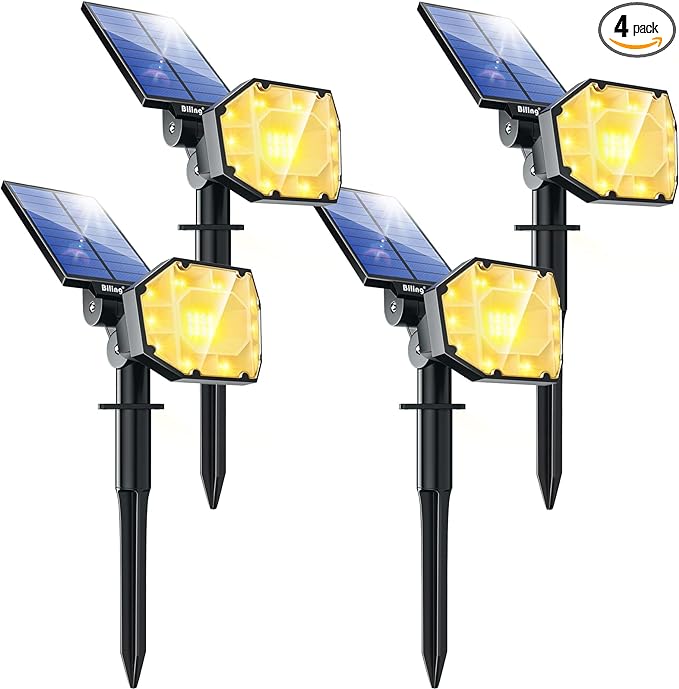 Biling 30 LEDs Solar Spot Lights Outdoor Warm 4pack