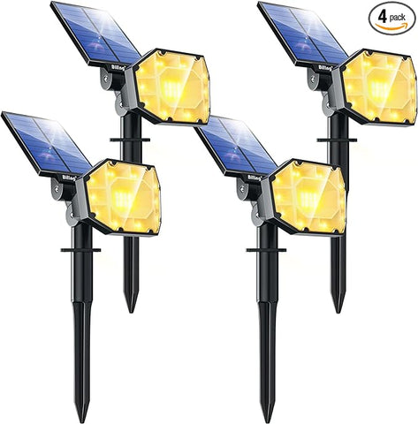 Biling 30 LEDs Solar Spot Lights Outdoor Warm 4pack