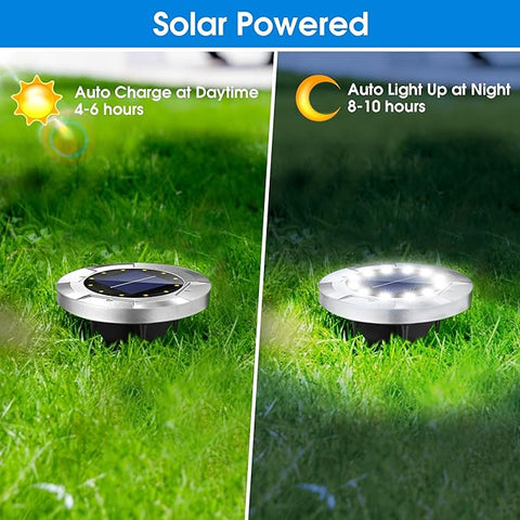 Biling Solar Lights Outdoor 12 Packs Walkway Driveway (White)