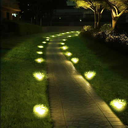 Biling Solar Ground Lights Outdoor 12 LEDs,Walkway Driveway (Warm White)