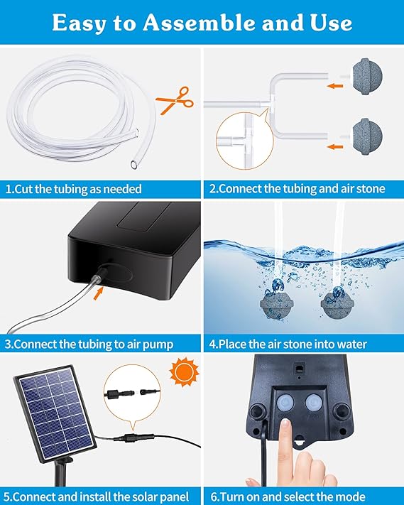 Biling Solar Aerator for Pond with 2200 mAh Battery Backup
