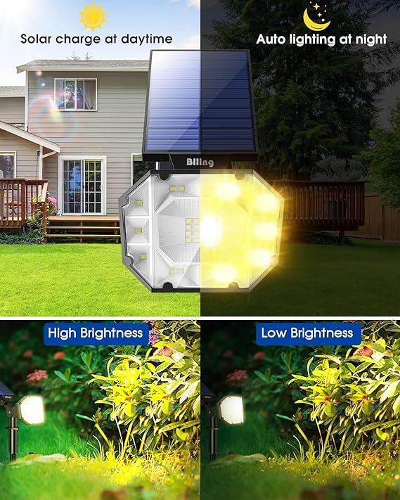 Biling 30 LEDs Solar Spot Lights Outdoor Warm 4pack