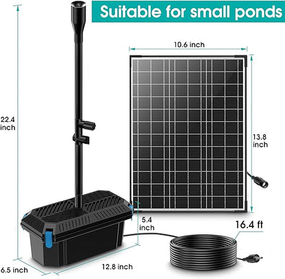 Biling Solar Fountain Pump with Pond Filter with 15W Solar Panel