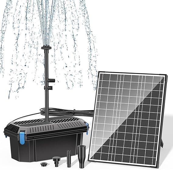 Biling Solar Fountain Pump with Pond Filter with 15W Solar Panel