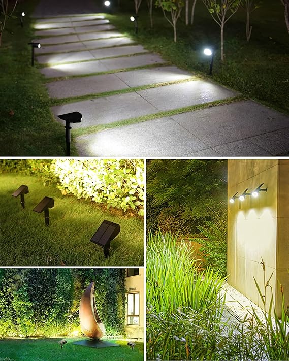 Biling Warm/White/Nature 3 in 1 Solar Spot Lights Outdoor, 6 Pack