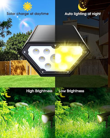 Biling Solar Spot Lights Outdoor, Bright 700 Lumen Solar Outdoor Lights Warm White(6 Pack)
