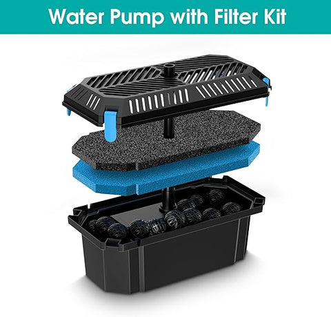 Biling Solar Fountain Pump with Pond Filter with 15W Solar Panel