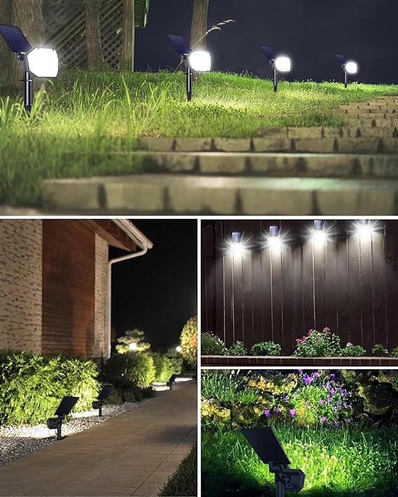 Biling Solar Spot Lights Outdoor Waterproof 4 Pack White
