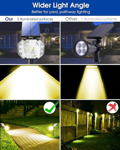 Biling 30 LEDs Solar Spot Lights IP67 Waterproof 4 Pack Warm White