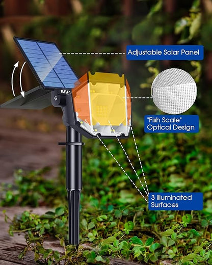 Biling 30 LEDs Solar Spot Lights Outdoor Warm 2pack