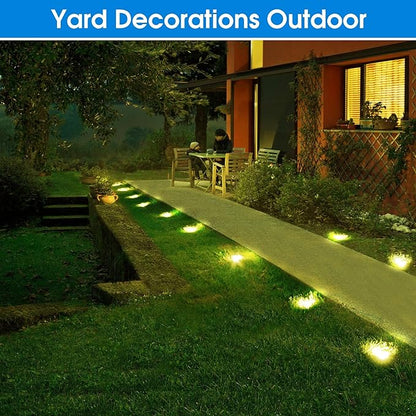 Biling Solar Ground Lights Outdoor 12 LEDs,Walkway Driveway (Warm White)