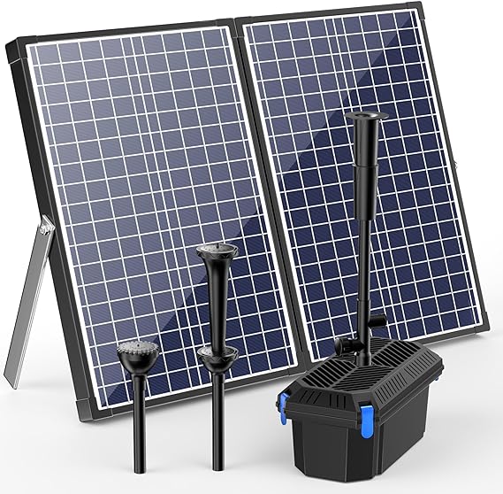 Biling Pond Filter with 62W Solar Panel, 660 GPH Water Pump