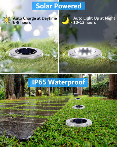 Biling Solar Outdoor Lights 12 Pack White