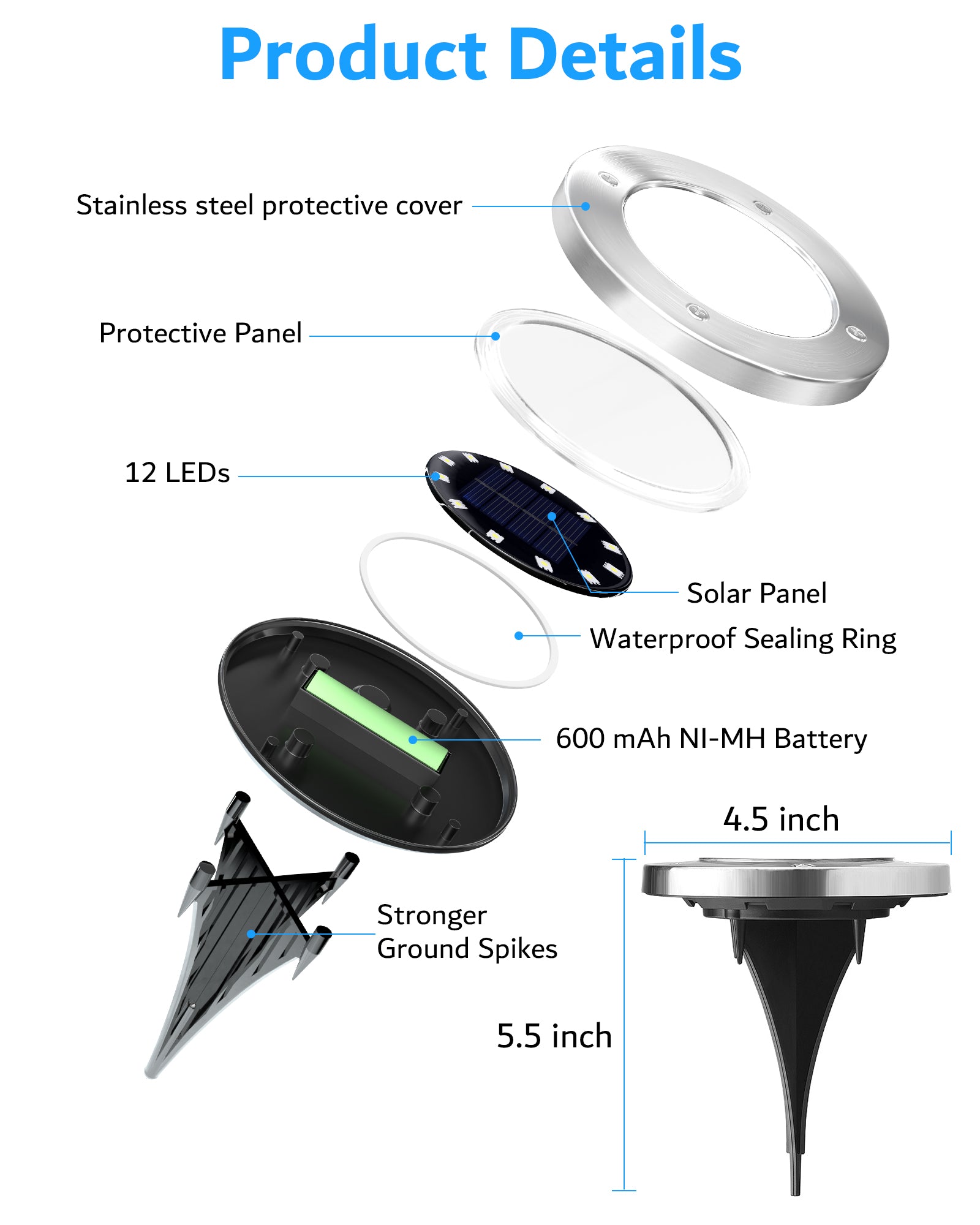 Biling Solar Outdoor Lights 8 Pack White