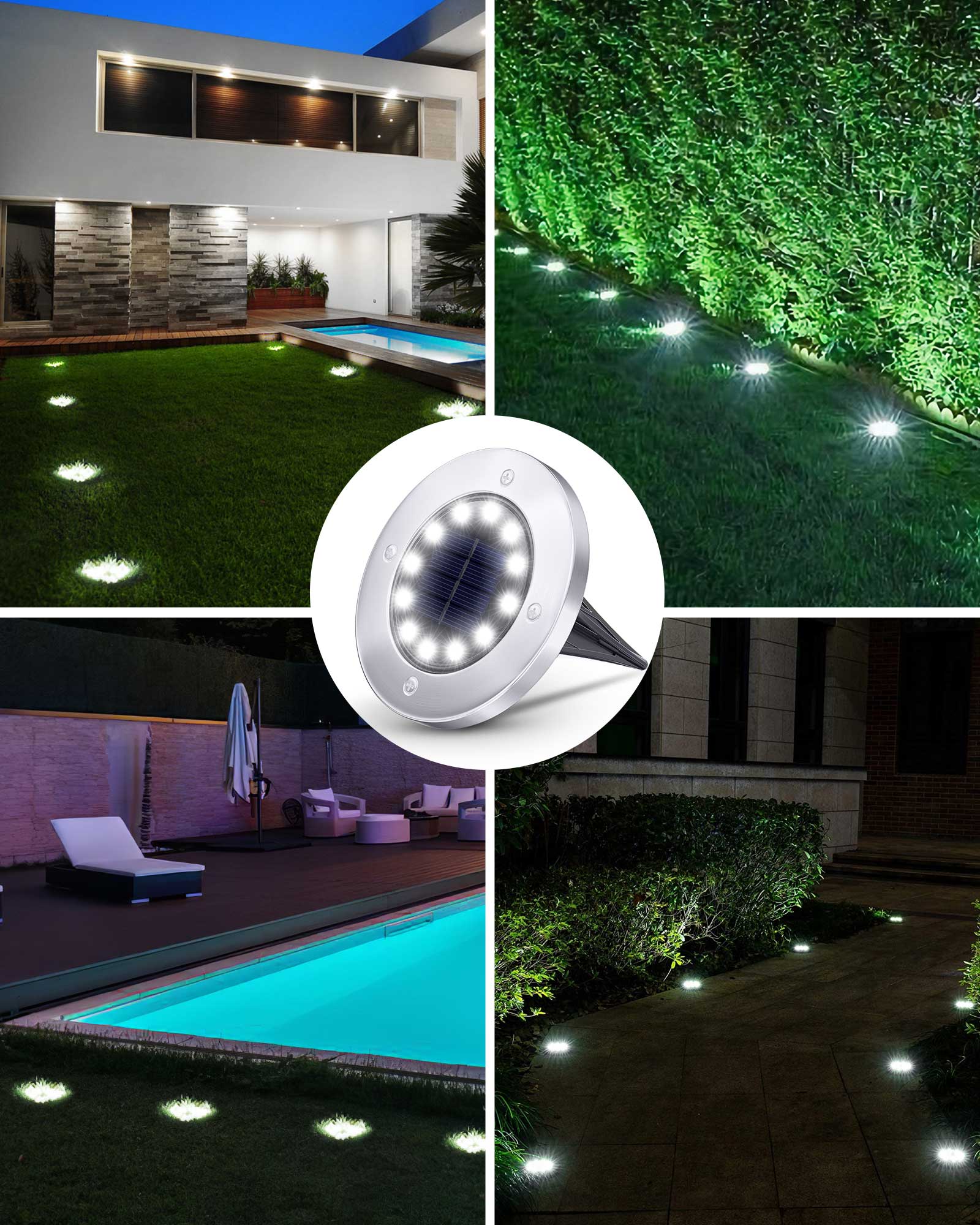 Biling Solar Outdoor Lights 8 Pack White