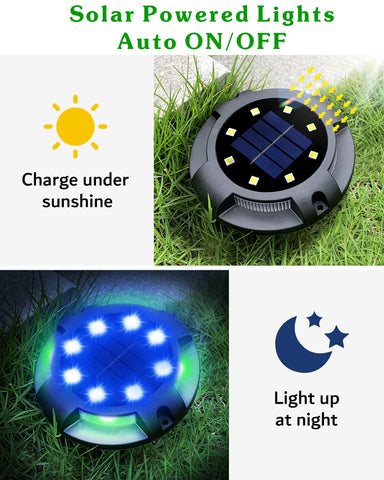 Biling Solar Ground Lights Uplight Sidelight, 8 Packs Multicolor