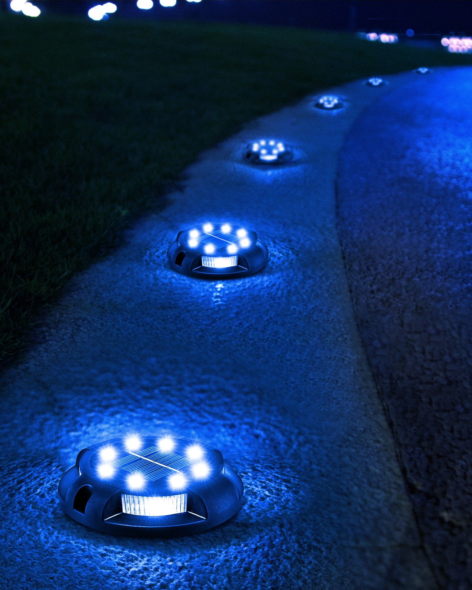 Biling Solar Pathway Lights Outdoor Uplight Sidelight 12 Packs Blue