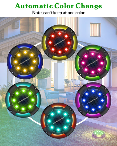 Biling Solar Ground Lights Uplight Sidelight, 8 Packs Multicolor