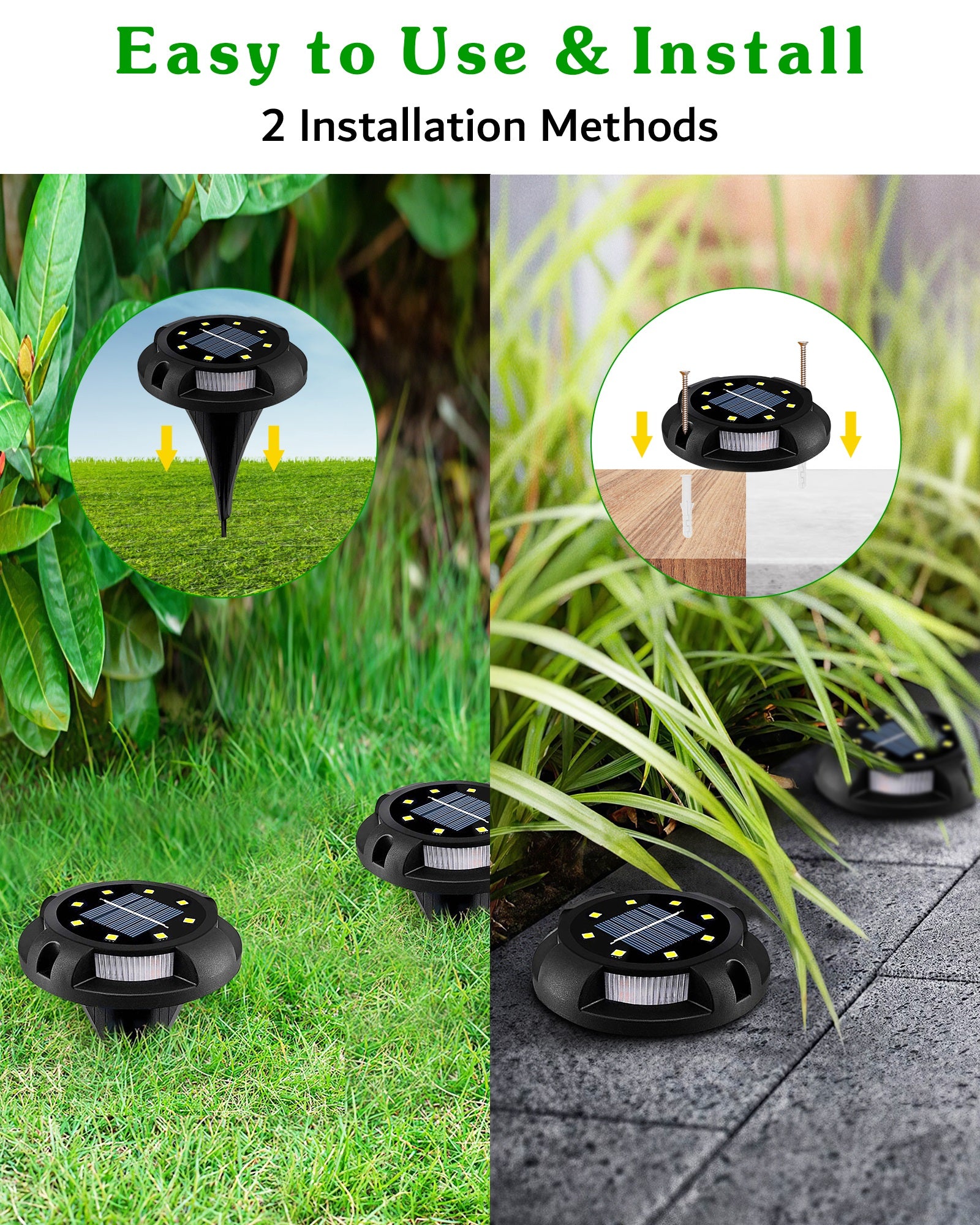 Biling Solar Pathway Lights Outdoor Uplight Sidelight, 12 Packs white