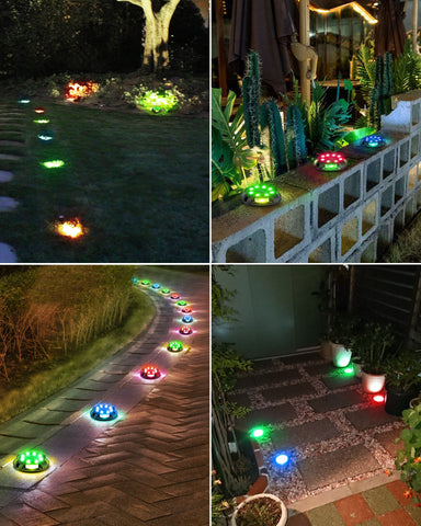 Biling Solar Ground Lights Uplight Sidelight, 8 Packs Multicolor
