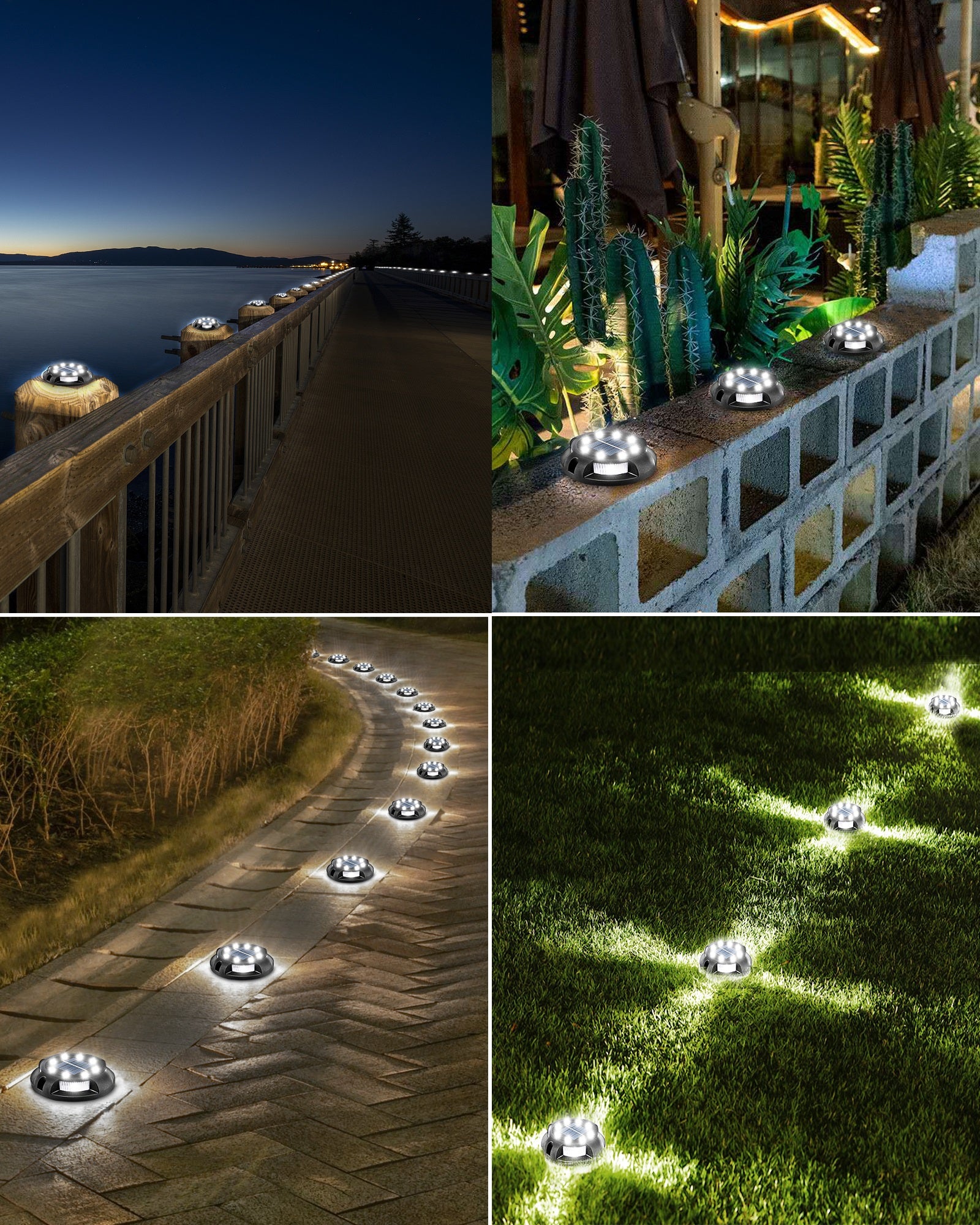 Biling Solar Pathway Lights Outdoor Uplight Sidelight, 12 Packs white