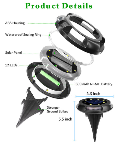 Biling Solar Ground Lights Uplight Sidelight, 8 Packs Multicolor
