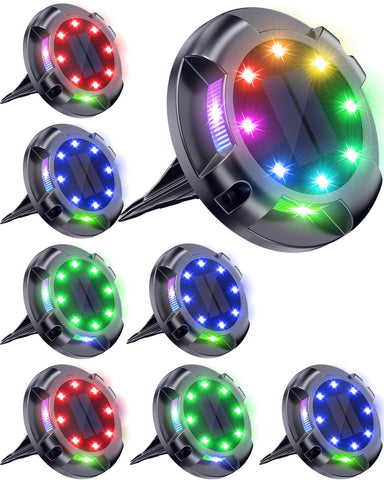 Biling Solar Ground Lights Uplight Sidelight, 8 Packs Multicolor