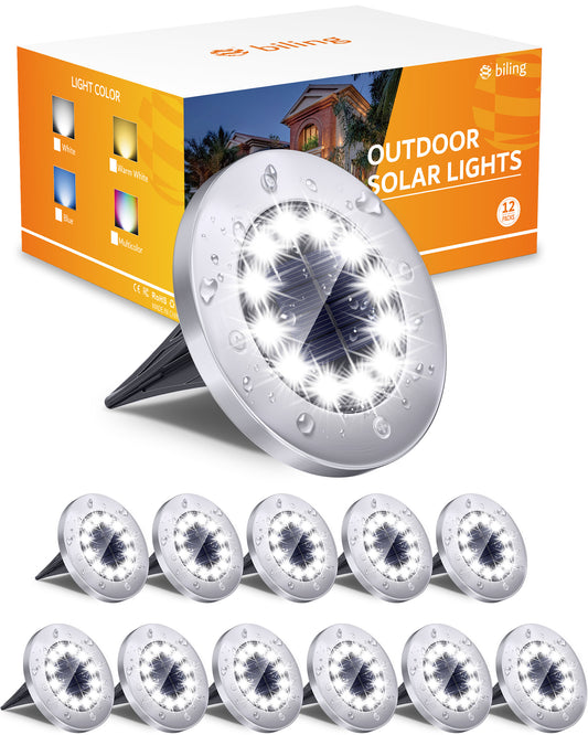 Biling Solar Outdoor Lights 12 Pack White